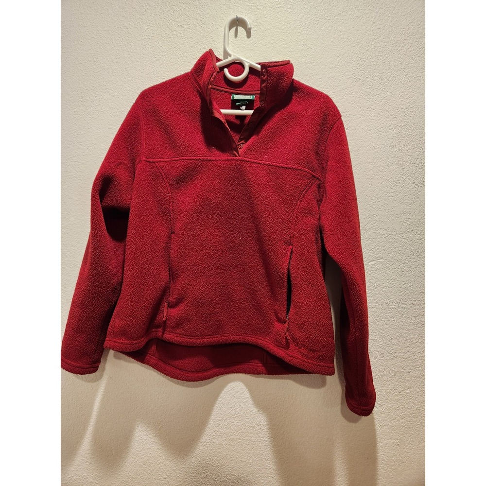 L.L.Bean‎ Women's Large Burgundy Fleece Pullover Quarter Snap Jacket
